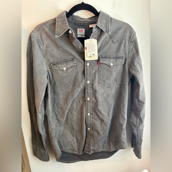 Levi's Tops - Levi’s western button down black long sleeve denim top women’s size small NWT